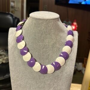 Vintage necklace. It almost looks like purple and white buttons.​​